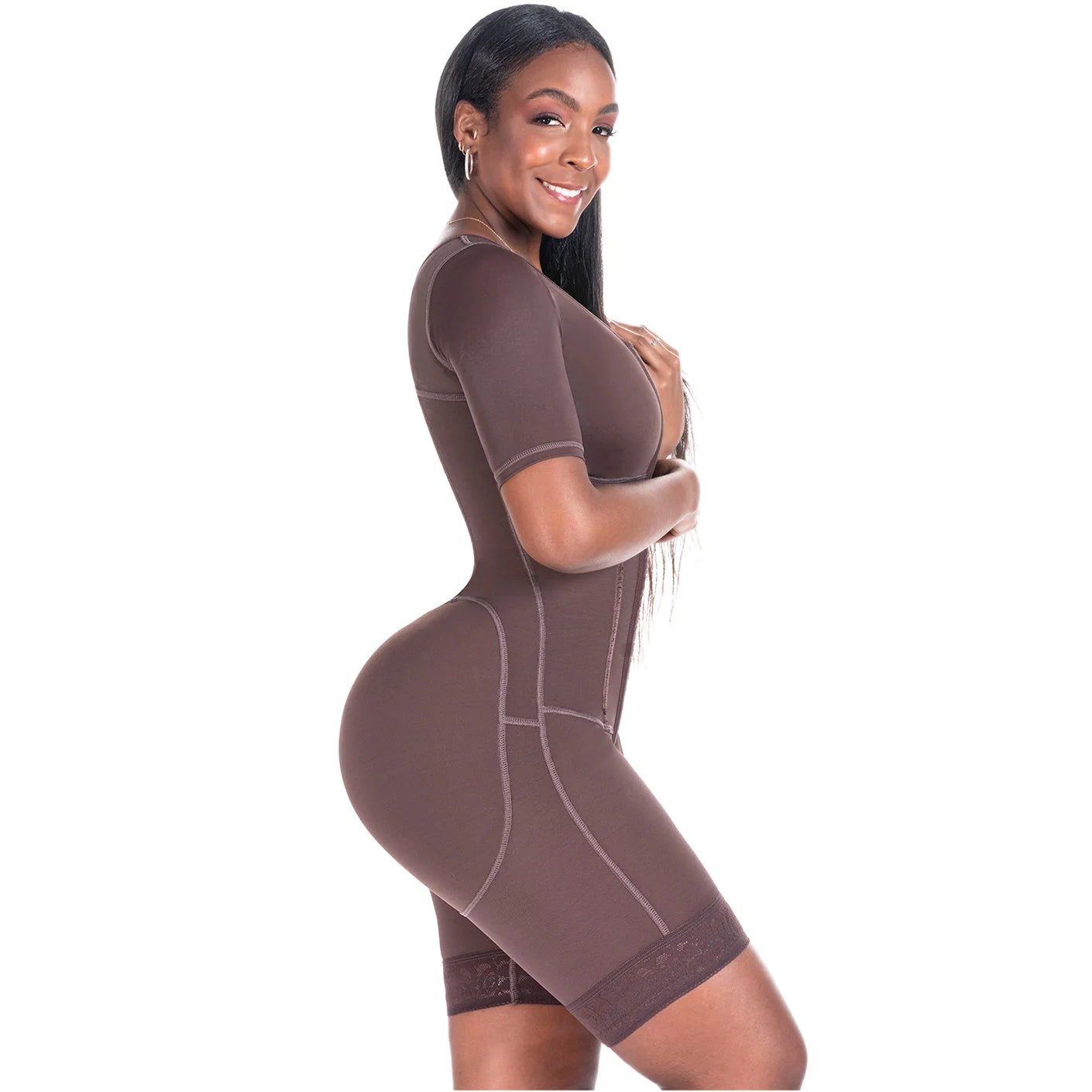 Colombian Compression Garment For Women 938BF | BBL Post Surgery Use | With Sleeves And Built-In Bra | Powernet