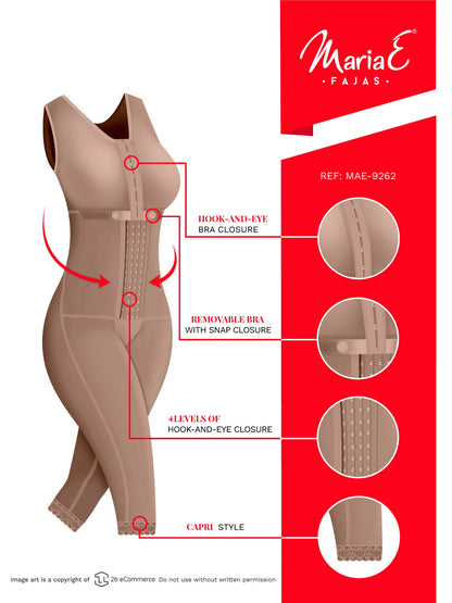 Colombian Postpartum Full Body Body Shaper For Women 9262 | Knee Length & Bra | Powernet